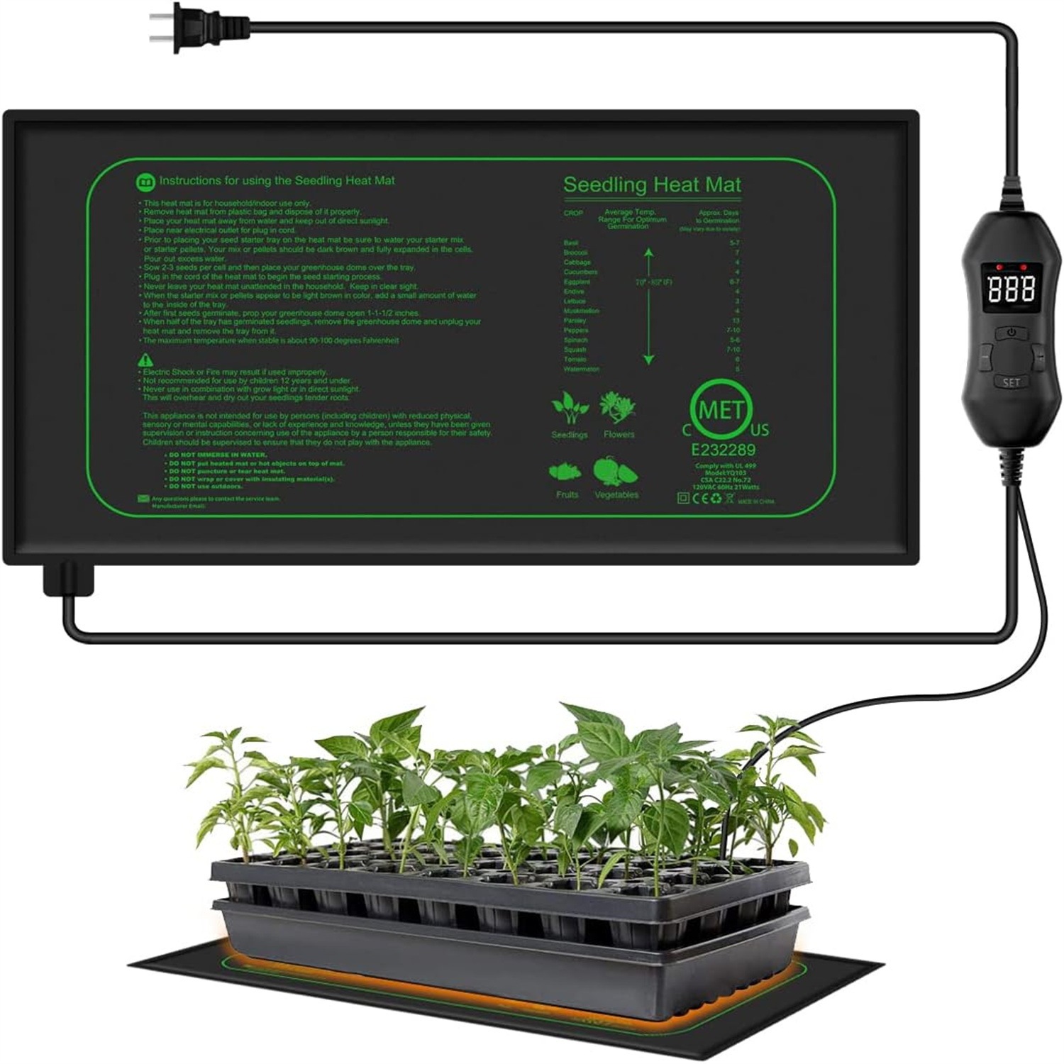 Seedling Heat Pad - Alfombrilla Térmica para Plántulas con Termostato